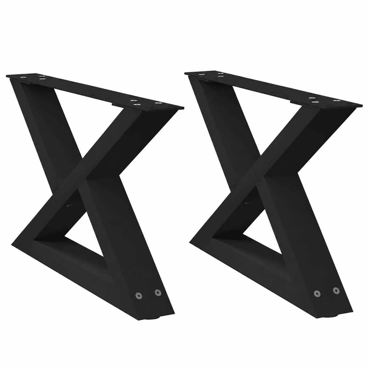 Pieds de table basse en X en acier noir, lot de 2, 50 × 30 cm, vue de face