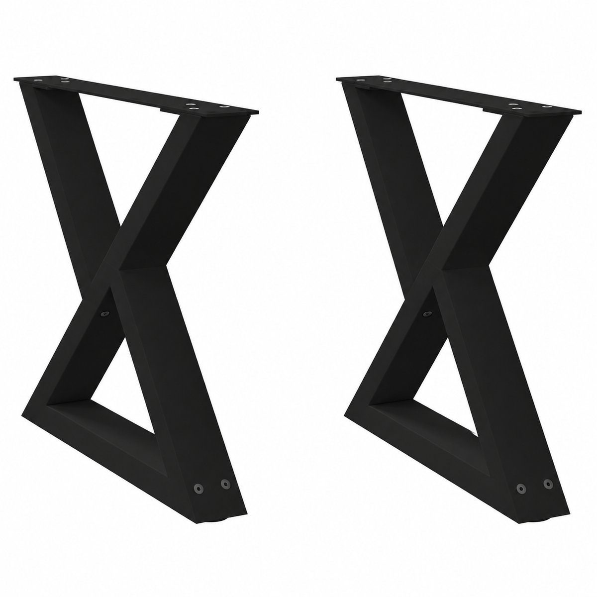 Pieds de table basse en X en acier noir, lot de 2, 50 × 42 cm, vue de face