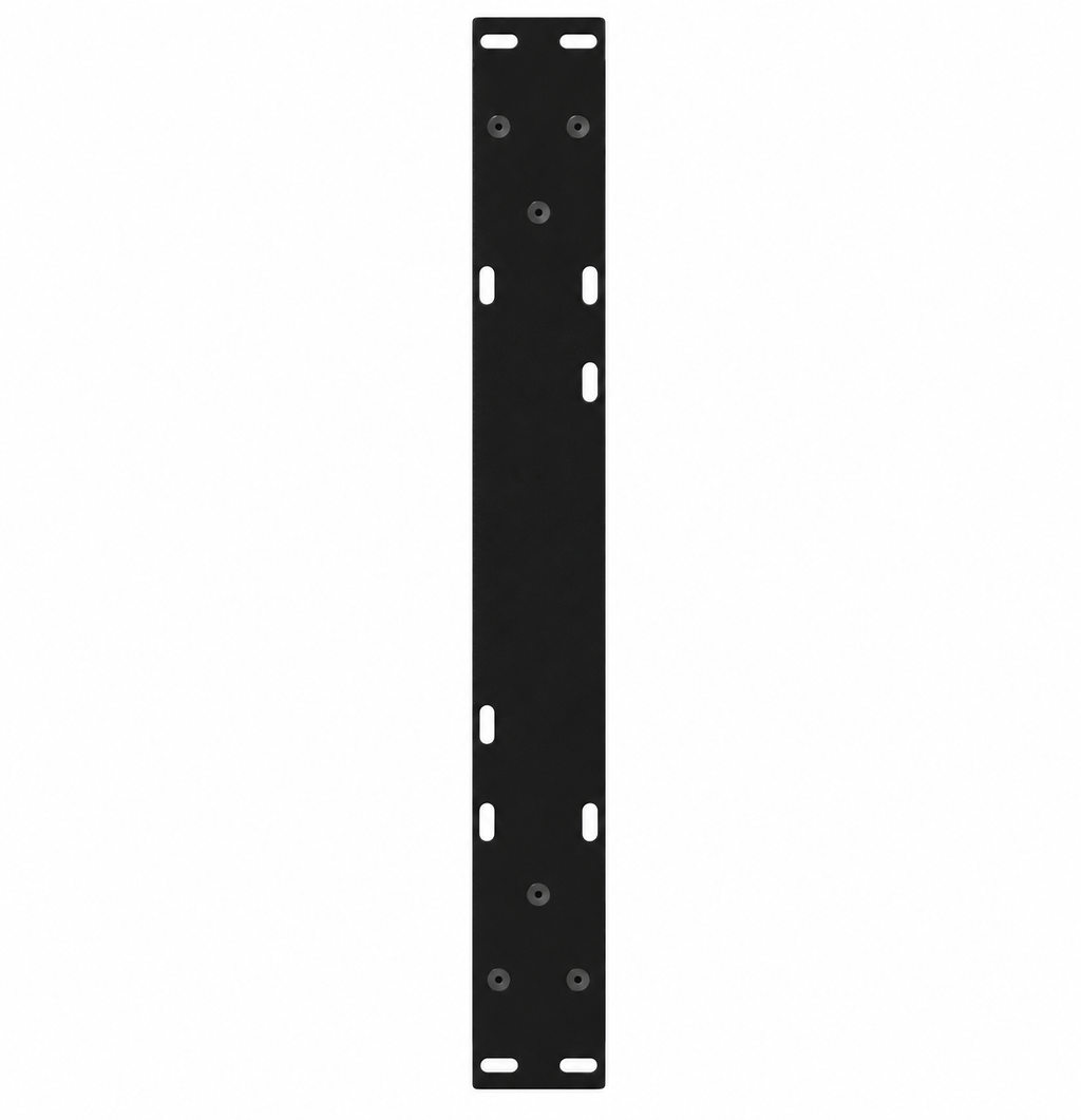 Plaque de fixation pré-percée des pieds de table basse en X en acier noir, 60 × 30 cm, vue de dessus