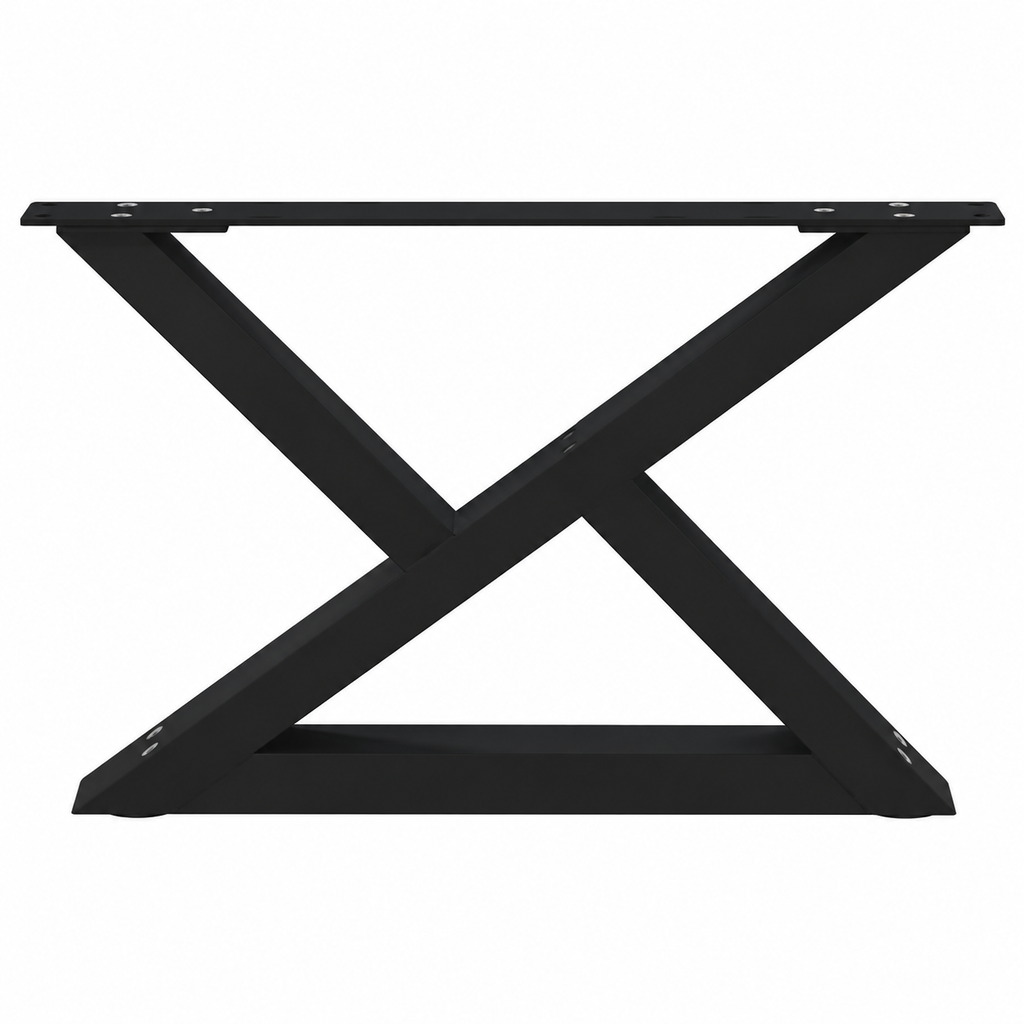 Pieds de table basse en X en acier noir, lot de 2, 60 × 30 cm, un pied, vue de face