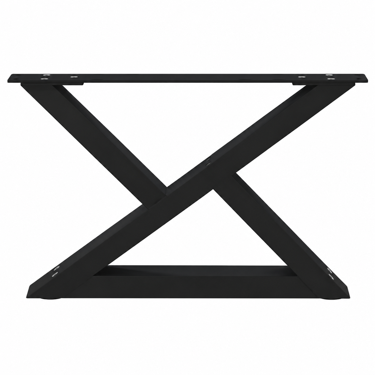 Pieds de table basse en X en acier noir, lot de 2, 60 × 30 cm, un pied, vue de face