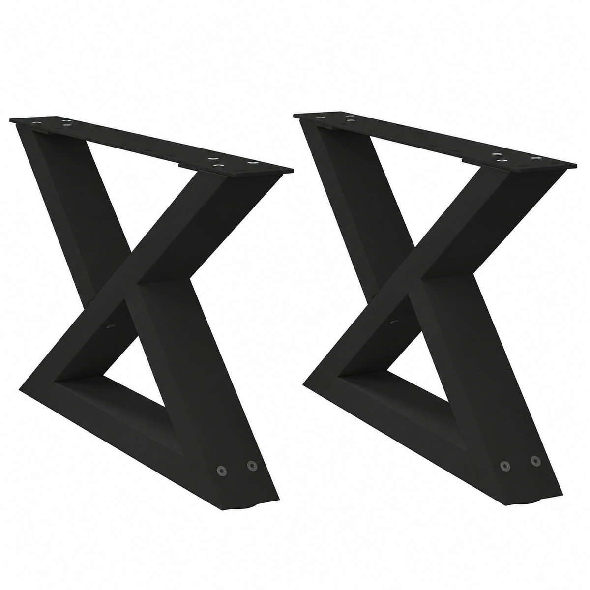 Pieds de table basse en X en acier noir, lot de 2, 60 × 30 cm, vue de face