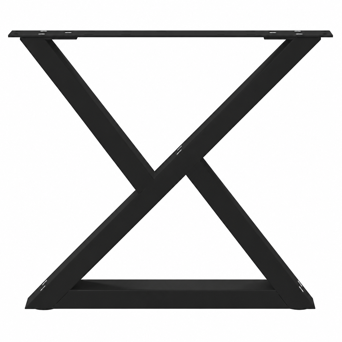 Pieds de table basse en X en acier noir, lot de 2, 60 × 42 cm, un pied, vue de face