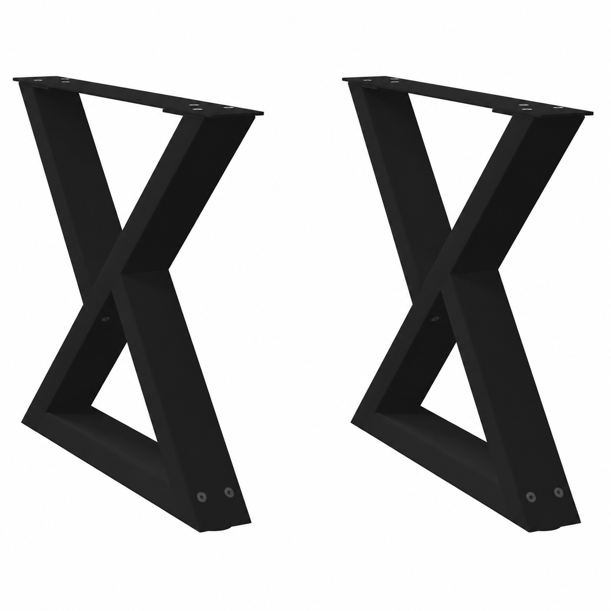 Pieds de table basse en X en acier noir, lot de 2, 60 × 42 cm, vue de face