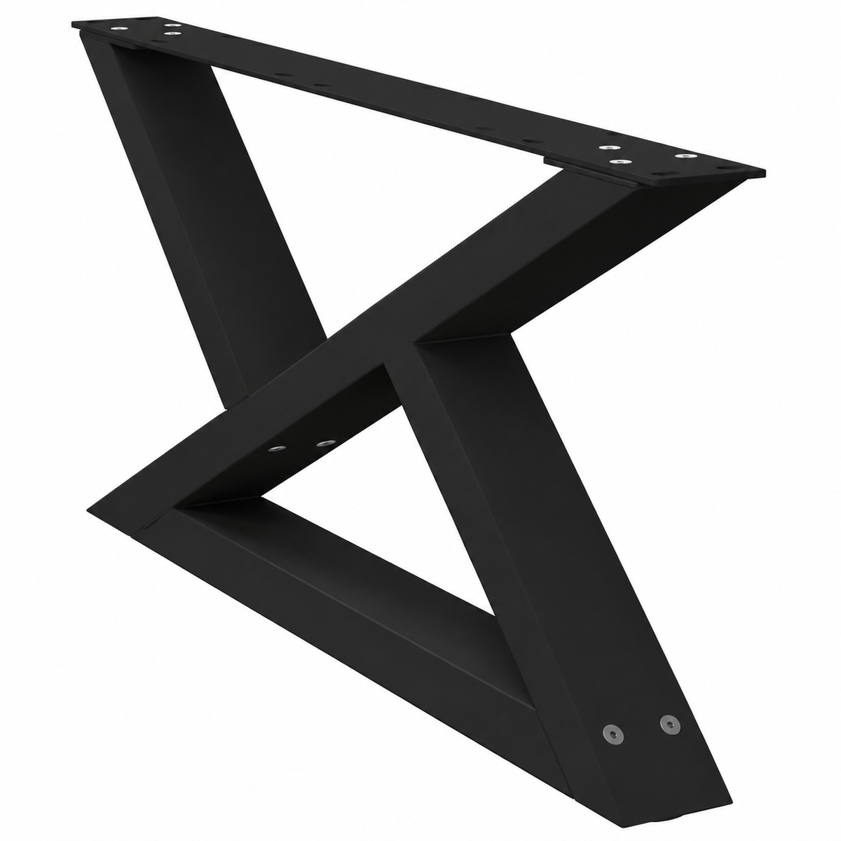 Pieds de table basse en X en acier noir, lot de 2, 70 × 30 cm, vue de trois quarts
