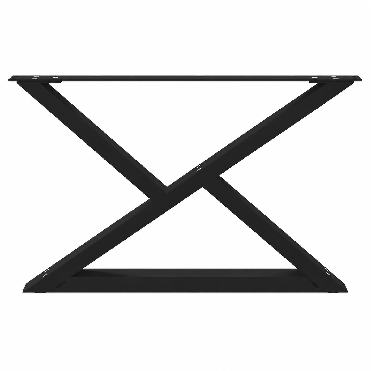 Pieds de table basse en X en acier noir, lot de 2, 70 × 42 cm, un pied, vue de face