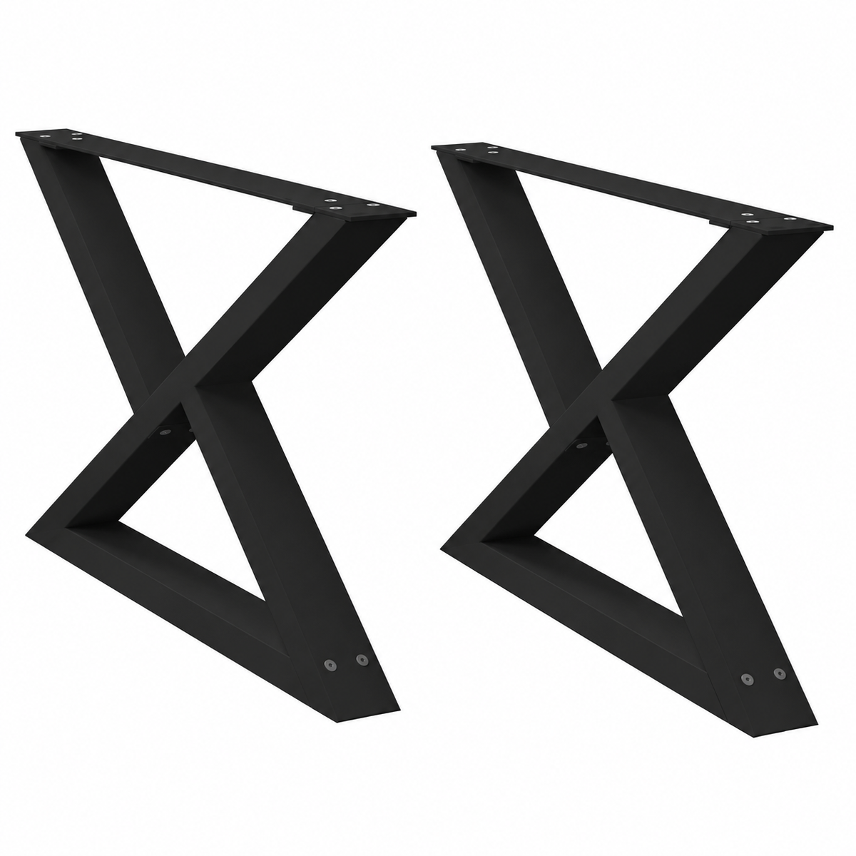 Pieds de table basse en X en acier noir, lot de 2, 70 × 42 cm, vue de face