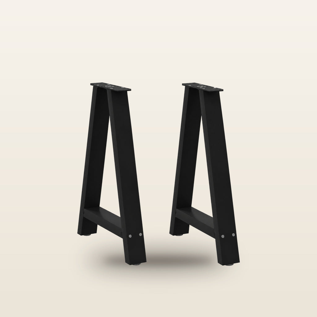 Pieds de table à manger en A en acier, lot de 2, 50 × 72 cm, vue de face sur fond beige