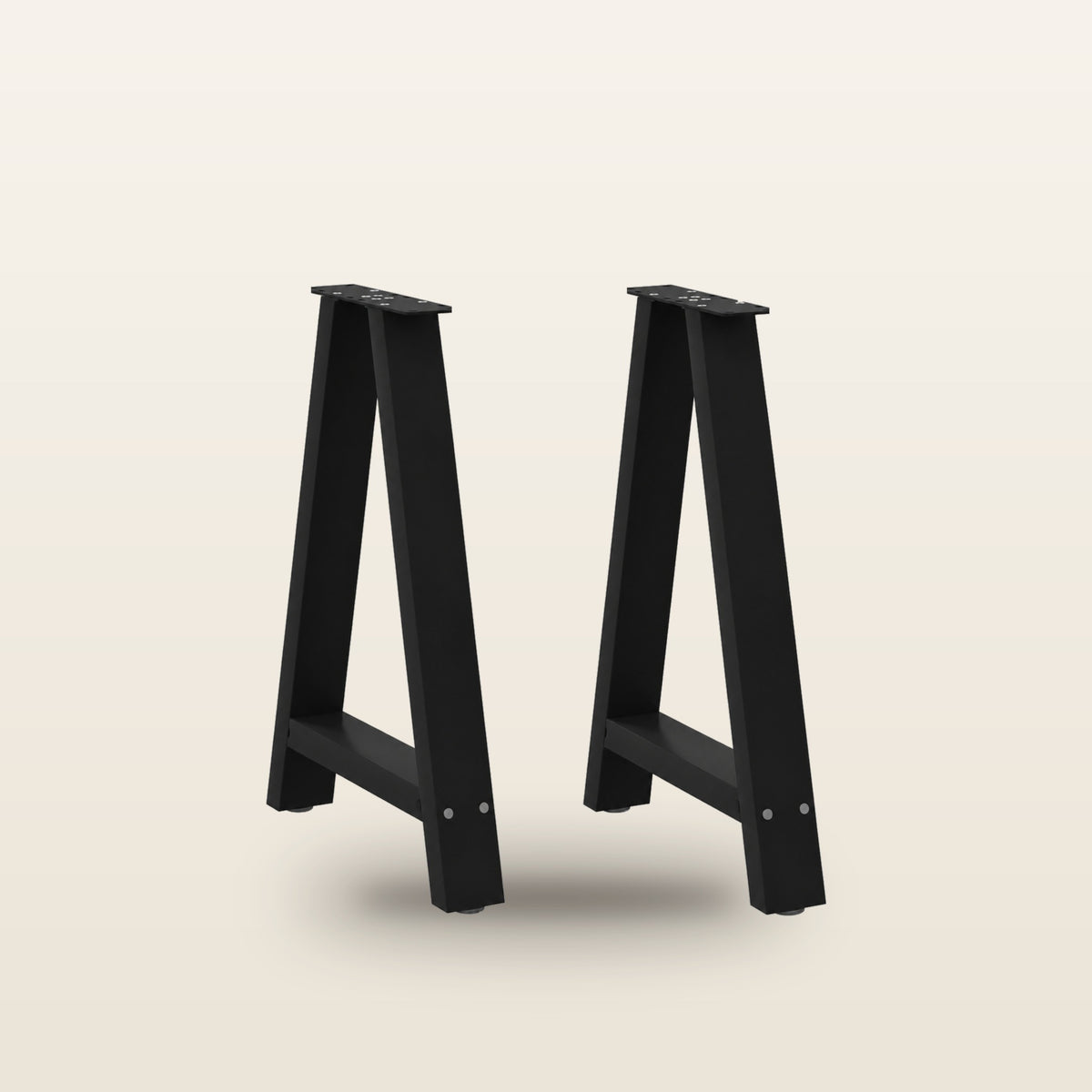 Pieds de table à manger en A en acier, lot de 2, 50 × 72 cm, vue de face sur fond beige