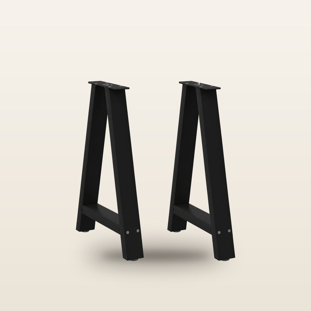 Pieds de table à manger en A en acier, lot de 2, 60 × 72 cm, vue de face sur fond beige