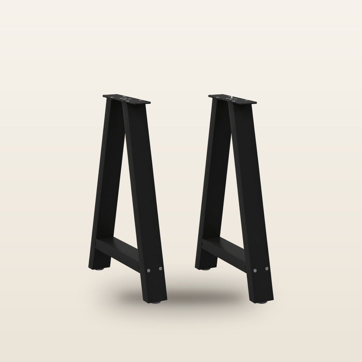 Pieds de table à manger en A en acier, lot de 2, 60 × 72 cm, vue de face sur fond beige