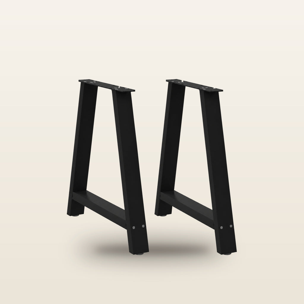 Pieds de table à manger en A en acier, lot de 2, 70 × 72 cm, vue de face sur fond beige