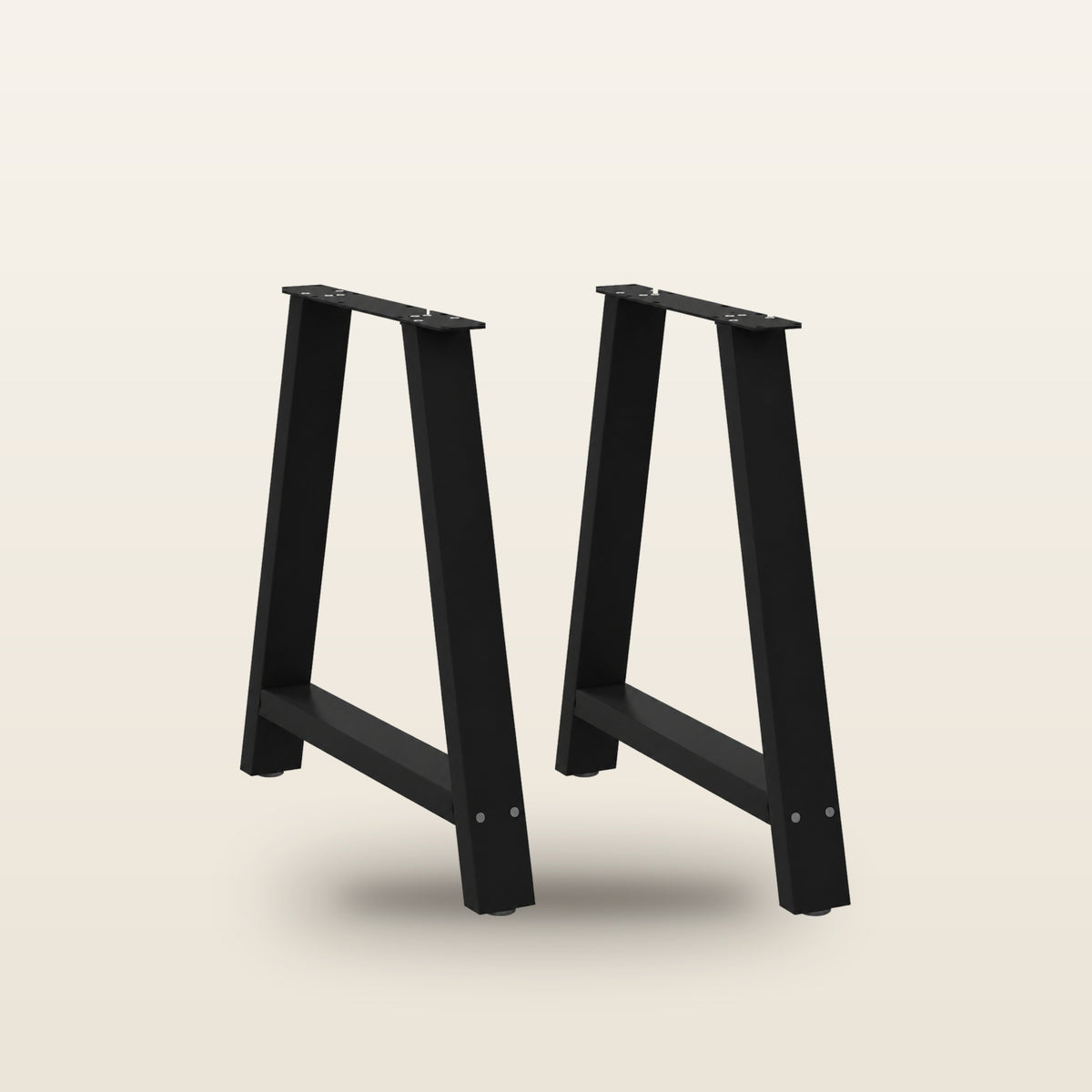 Pieds de table à manger en A en acier, lot de 2, 70 × 72 cm, vue de face sur fond beige