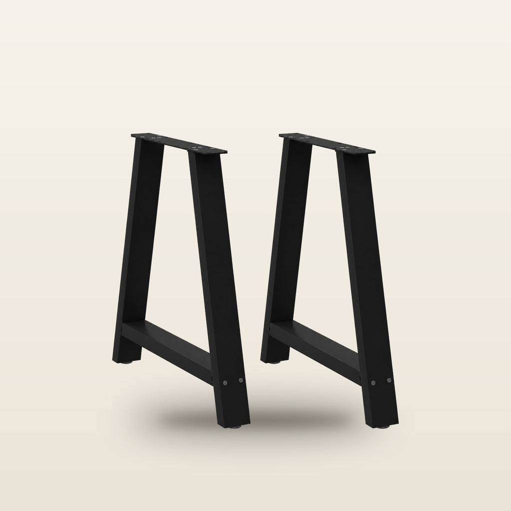 Pieds de table à manger en A en acier, lot de 2, 80 × 72 cm, vue de face sur fond beige