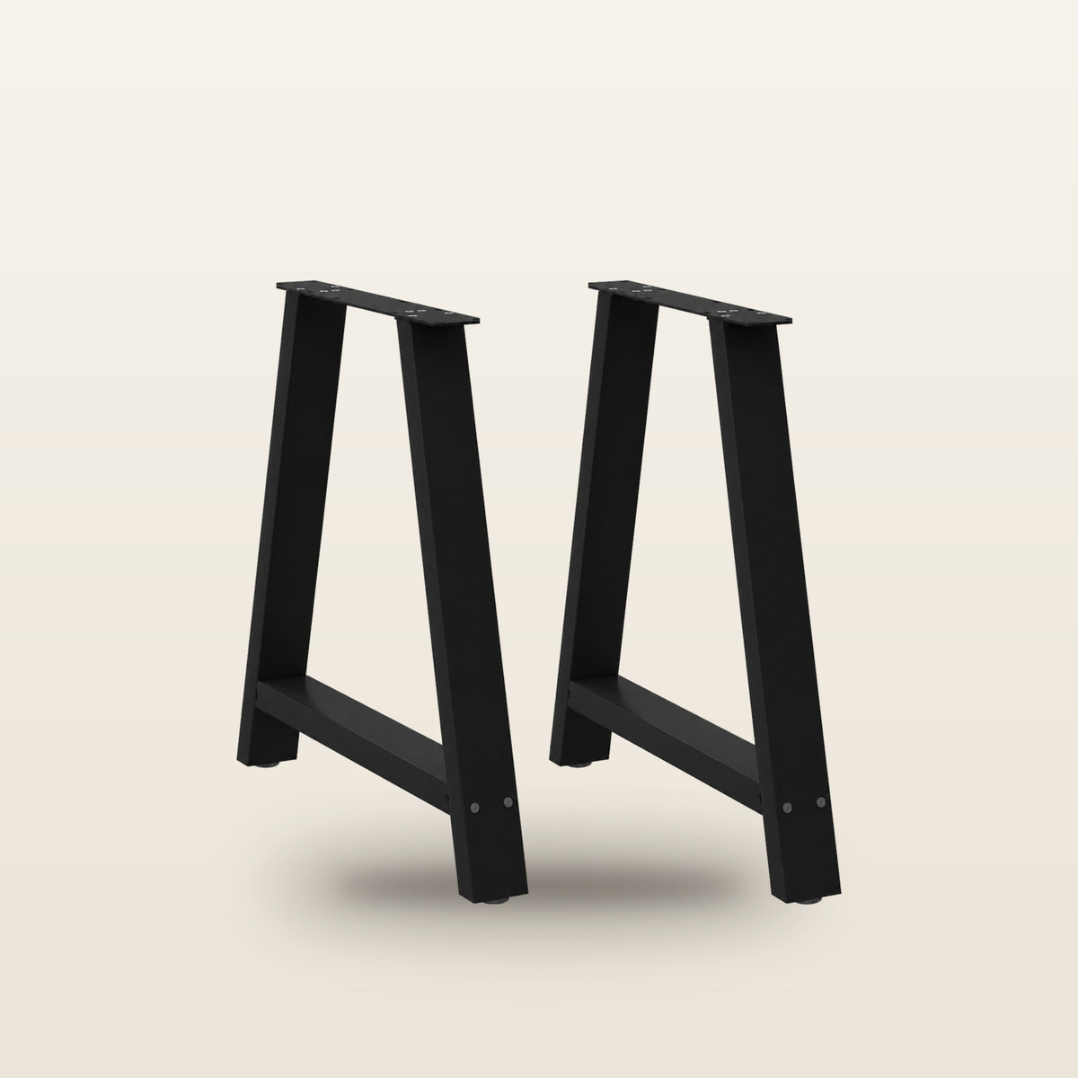 Pieds de table à manger en A en acier, lot de 2, 80 × 72 cm, vue de face sur fond beige