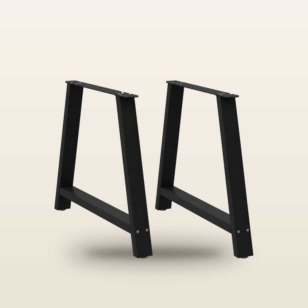 Pieds de table à manger en A en acier, lot de 2, 90 × 72 cm, vue de face sur fond beige