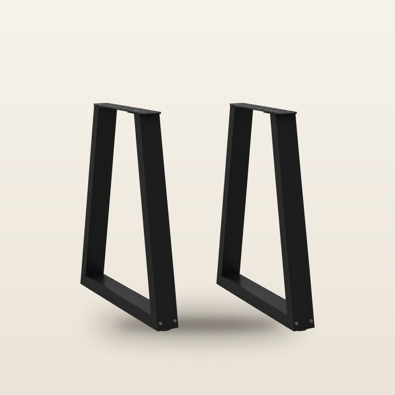 Pieds de table à manger en V en acier, lot de 2, 60 × 72 cm, vue de face sur fond beige